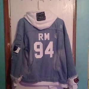 BTS white hooded Jean jacket